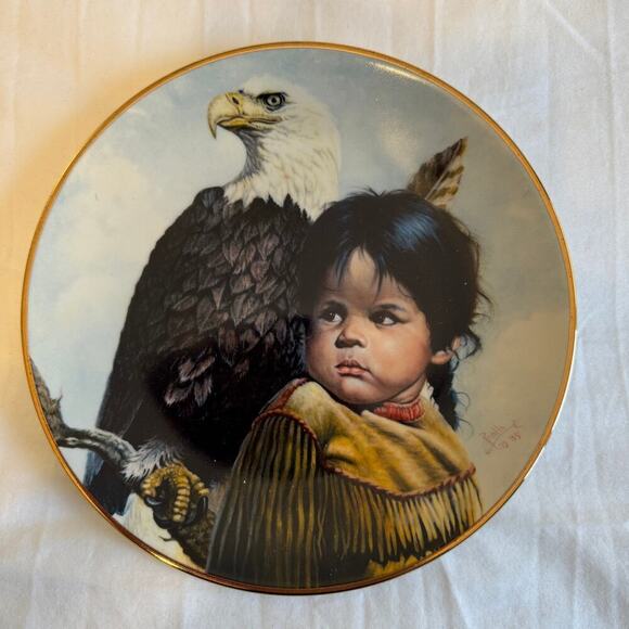 Brave & Free Collectors Plate by Perillo Pride of America Indians Brave Shadow - Picture 2 of 8